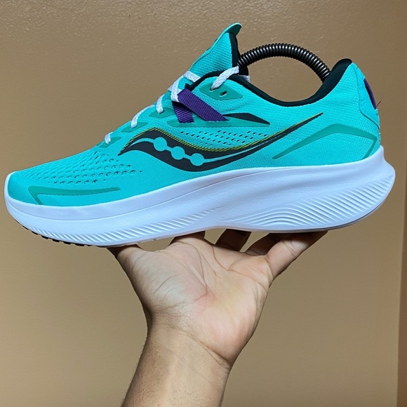 Saucony Ride 15 “Cool Mint Purple Volt Black White” Size 10.5 - Picture 8 of 17